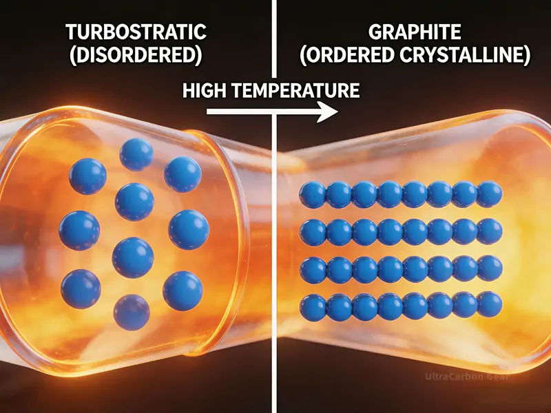 graphitization carbon fiber atomic structure illustration