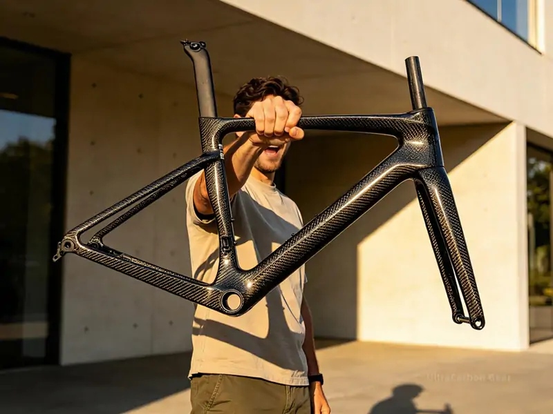 person holding carbon fiber product lightweight amazed reaction