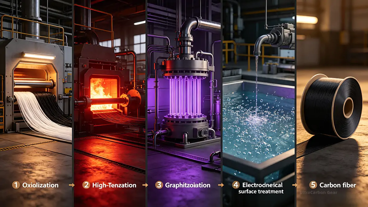 carbon fiber manufacturing process infographic realistic